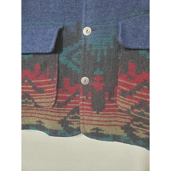 VRTG Woolrich Mens L Southwestern‎ Aztec Print Wool Jacket Made in USA Barn Coat - Picture 11 of 12